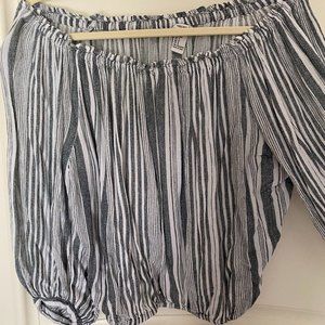 Striped long sleeve off the shoulder top